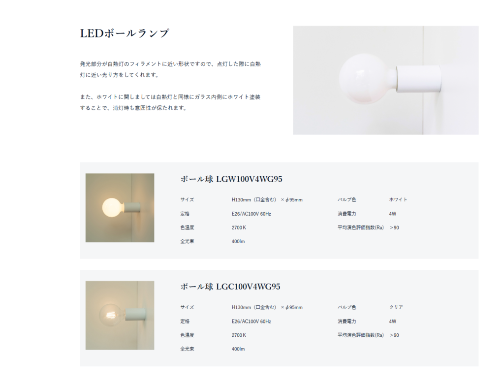 LEDの乳白型ボール電球
