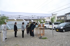 地鎮祭　玉串奉納　英設計の家づくり